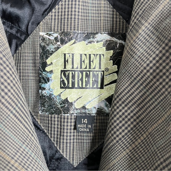 Vintage Fleet Street Glen Plaid Cotton Trench Coat Belted Double Breast Size 14 - Picture 10 of 12